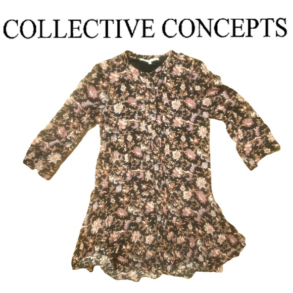 Collective Concepts Dresses & Skirts - COLLECTIVE CONCEPTS floral pattern print pleated button front dress size small